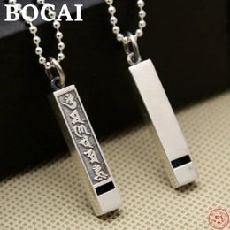 Pendants BOCAI S925 Sterling Silver Pendant for Women Men New Fashion Six Syllable Mantra Can Blow Whistle Argentum Jewellery Free Shipping