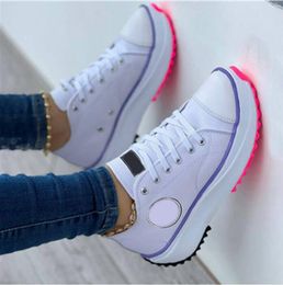 Women Canvas Shoes High Top Vulcanize Shoes Lace Up Casual Sneakers Plarform Height Increasd Girl Shoes Female Ankle Boots 36-43