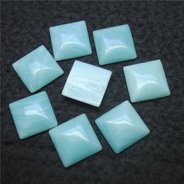 Beads 7PCS Nature Amazonite Stone Cabochons No HOLES Size 12X12MM 22X22MM Square Shape One Face Flat For DIY Jewelry Or Masaic Making