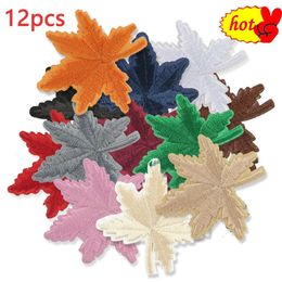 12pcs Iron on Patches for Clothing Maple Leaf Lot Bulk Embroidered Sew Mix Pack Parches Termoadhesivos Ropa Mochila Applique Diy