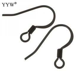 Components 100pcs/Lot Black Stainless Steel Earring Hooks Earring Base Supplies For Jewellery Finding Hook Earwire 15x15x1.50mm