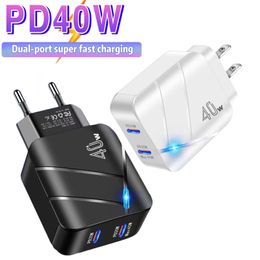 40W Dual PD Quick Charger Fast Charging USB C Wall Charger Power Adapter For IPhone 15 Samsung S24 Pro LG Mobile