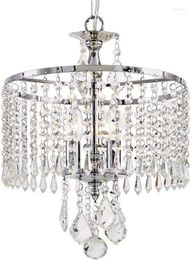 Chandeliers Kulgony Rustic Crystal Chandelier E14 3-Light Metal Adjustable Pendent Lamp Simplicity Farmhouse Living Room Suspended