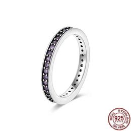 100% 925 Sterling Silver Female Retro Striped Rings For Women Shiny Zircon Simple Finger Rings Classic Promise Engagement Rings