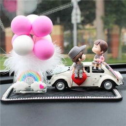 Car Decoration Cartoon Wedding Car Couples Action Figure Figurines Balloon Ornament Auto Interior Accessories for Girls Gifts