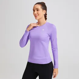 Active Shirts Women Polyester Long Sleeve Yoga Gym Quick Dry Fitness Outdoor Top Stitching Sportswear Running Jogging Sport Tshirt