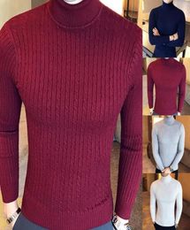 Men039s Hoodies Sweatshirts Casual Men Winter Turtleneck Thick Sweater Knitted Pullover Solid Color Turtle Neck Long Sleeve T2012631