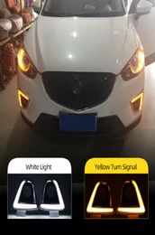 1 Set Turn Signal style 12V led car drl daytime running lights with fog lamp hole for Mazda cx5 cx5 cx 5 2012 2013 2014 2015 20163390652