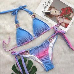 Sexy Rhinestones Bikinis Swimsuit Women's Swimwear Push Up Female Bikini Beach Swimming Wear Bathing Suits Pool Bather 240110