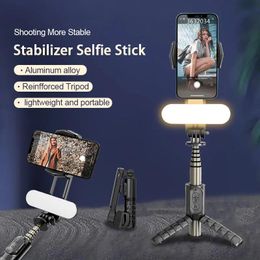 Monopods FANGTUOSI Q09 Wireless Bluetooth Selfie Stick Tripod Handheld Gimbal Stabiliser Monopod With fill light shutter for IOS Android