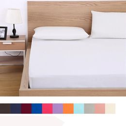 Solid Fitted Bed Sheet Mattress Protect Cover 90140160180200220X200 With Elastic Band Sheets King Queen Double Single 240111