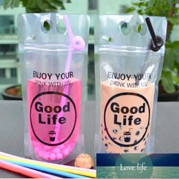 wholesale 50pcs Good Life High Clear Summer Portable Beverage Bag Cold Beer Milk Bar Fruit Juice Coffee Drinking Bags Factory price ZZ