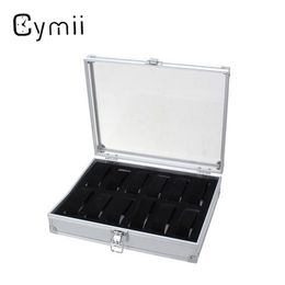 Whole-12 Grid Aluminium Watch Storage Case Bracelet Organiser Professional Wrist Watches Display Box Jewelry Storage Holder Ca253v