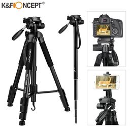 Monopods K F Concept 68"/173 cm Tripod Compact Aluminium Video DSLR Camera Stand Monopod with 3Way Swivel Pan Tilt Head phone Holder