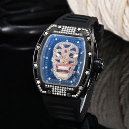 2023 Fashion personality transparent sport retro gear machine quartz watch alloy diamond rubber band quartz watchES 147292q