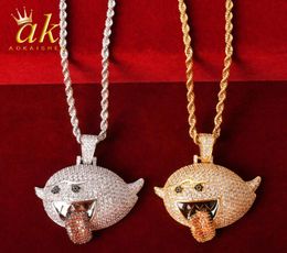 Flying Ghost Hip Hop Pendant Gold Color Bling Cubic Zircon Men039s Necklace Jewelry7714806