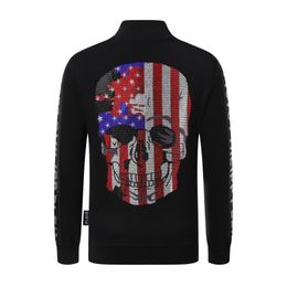 PLEIN BEAR Brand Men's Hoodies & Sweatshirts Warm Thick Sweatshirt Hip-Hop Loose Characteristic Personality PP Skull Pullover Rhinestone Luxury Men's Hoodie 2083