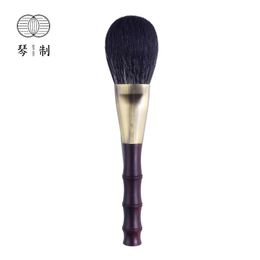Brushes Qinzhi Professional Handmade Make Up Brush 001 Flat Round Face Powder Brush Soft Goat Hair Fox Hair Makeup Brushes