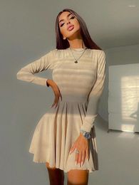 Casual Dresses Elegant White Knitted Mini Dress Autumn Winter Women Backless A-line Fashion Holidy Clothing Outfit Girl