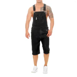 Men's Pants Mens Fashion Denim Suspender Shorts Loop Edge DenimRomper Casual Jeans Male Clothing Exercise Oversize