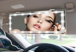 Car Makeup Mirror Rechargeable Led Vanity Makeup Mirror With 60 LED Lights 3 Lighting Mode Rear Sun Visor Mirror Car Accessories3742135
