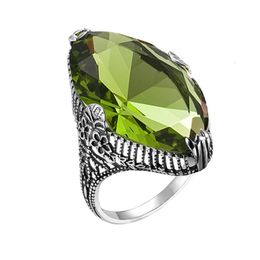 Trendy Peridot Ring Marquise Gemstones Real 925 Sterling Silver Rings For Women Birthstone August Engagement Jewellery 240112