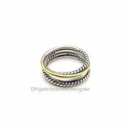 Silver Wholesale Luxury High Quality Wedding Twisted Wire Ring Designer Plated Two-tone Gifts for Men and Women Rings DZF5