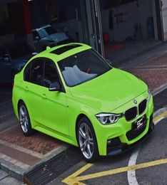 Crystal Ultra Gloss Apple Green Vinyl Wrap Sticker Adhesive Film Glossy Green Car Wrapping Foil Roll Air Bubble DIY8621385