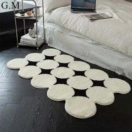 Nordic Black White Plush Thicken Flocking Carpet for Living Room Soft Fluffy Bedside Mat Non Slip Area Rug Ins Style Floor Mats 240111