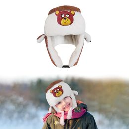 SYPVRY Kids Led Winter Trapper Hat with Light Winter Hat Beanie with Ear Flaps Boys Girls Cute Ushanka Hat Christmas Gift Brown 240111