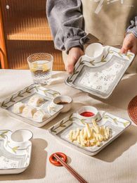 Plates Retro Plate With Vinegar Dish Dumpling Ceramic Creative French Fries Grid Sets Microwavable Capacity Healthy And Hygienic