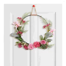 Decorative Flowers Artificial Garland Hanging Wreath Wedding Decor Dried Plant Wall Boho Door Coat Hangers