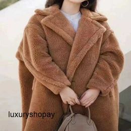 Maxmaras Teddy Bear Coat Womens Cashmere Coats Little White Dragon Italy Maxmaras Classic Mid Length Coat Silhouette Knee High Woolen Jacket