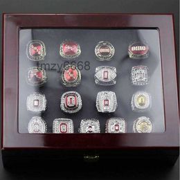 17pcs Ohio State Buckeyes National Championship Ring Set Wooden Box Fan Gift287h KH8P