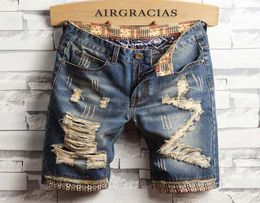 Men's Shorts AIRGRACIAS Mens Ripped Short Jeans Brand Clothing Bermuda Cotton Shorts Breathable Denim Shorts Male New Fashion Size 28403428446