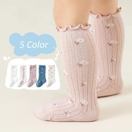 4 Pairs/lot Girl Socks Cute Cotton Baby Knee Socks born Long Tube Kids Children Soft High Sock Toddler Leg Warmers Socken 240111