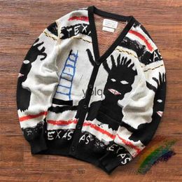 Erkek Sweaters Tam Graiti Jacquard Wao Maria V-Ne Knited Hardigan Erkekler için 1 1 En kaliteli hip-hop ceket büyük boy sweateryolq