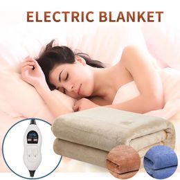 Cozy Soft Flannel Electric Heated Winter Blanket Electric Blanket Electric Heated Soft Temperature Control 240111
