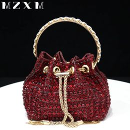 Wine Color Bohemian Style Women Bags s Bucket Sweet Design Day Clutch Soft Chain Shoulder Evening Purse 240111