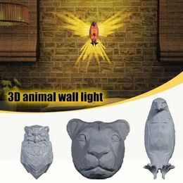 Night Lights 3D Night Light 3D Stylish And Vivid Animal Statue Wall Lamp Home Decor Modern Wall Lamp For Modern Study Room Living Room YQ240112