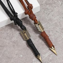 Pendant Necklaces Jessingshow Handmade Vintage Leather Arrow Necklace Rope Body Choker Chain Men&Women Punk Jewlery Accessories