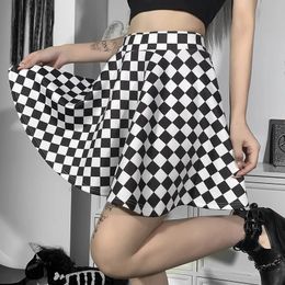 Harajuku Skirt Sexy High Waist Over In Summer Gothic Y2k Dark Girl Contrast Plaid Stitching 240112