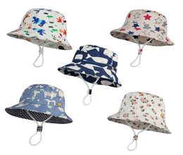 Children Bucket Hats Kids Stingy Brim Hats Animal Stars Floral Printing Fisherman Beach Sun hat Folding Caps M19526648781