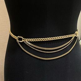 Fashion Gold Chain Belts For Women High Quaity Luxury Female Waist Punk Metal Corset Belt Girls Dress Adjustable Electroplating 18K gold