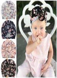 INS Donut Baby Hat Floral Print Newborn Elastic Cotton Baby Beanie Cap Multi color Infant Turban Hats baby headband Toddler Po 3647172