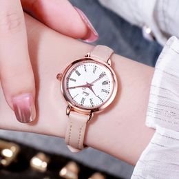 Women's High profile Horizontal round Vintage Roman scale skin with quartz waterproof watch