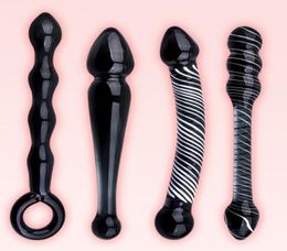 Black Crystal Anal Beads Glass Butt Plug Gay toy Prostata Massage Vaginal Dildo Adult Sex Toys For Men Woman Y2004212324123