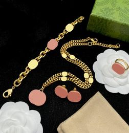 Women Designer Necklace Bracelets Earrings Rings Jewellery Set Pink Gold Fashion Mens Necklaces Bracelet Earring Ring Letter G Jewel3146242