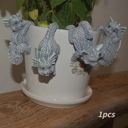 1PC Resin Dinosaurs Figurines Hanging Cup Model Dragon Accessories Weatherproof Flower Pot Decoration for Home Office 240111