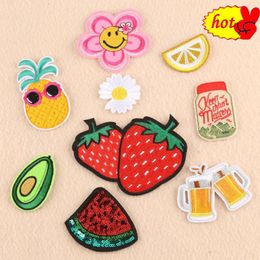 Embroidered Patches for Clothing Avocado Fruit Flower Cann Cute Kids Iron on Naszywki Jackets Thermocollant Designer Mochila Diy